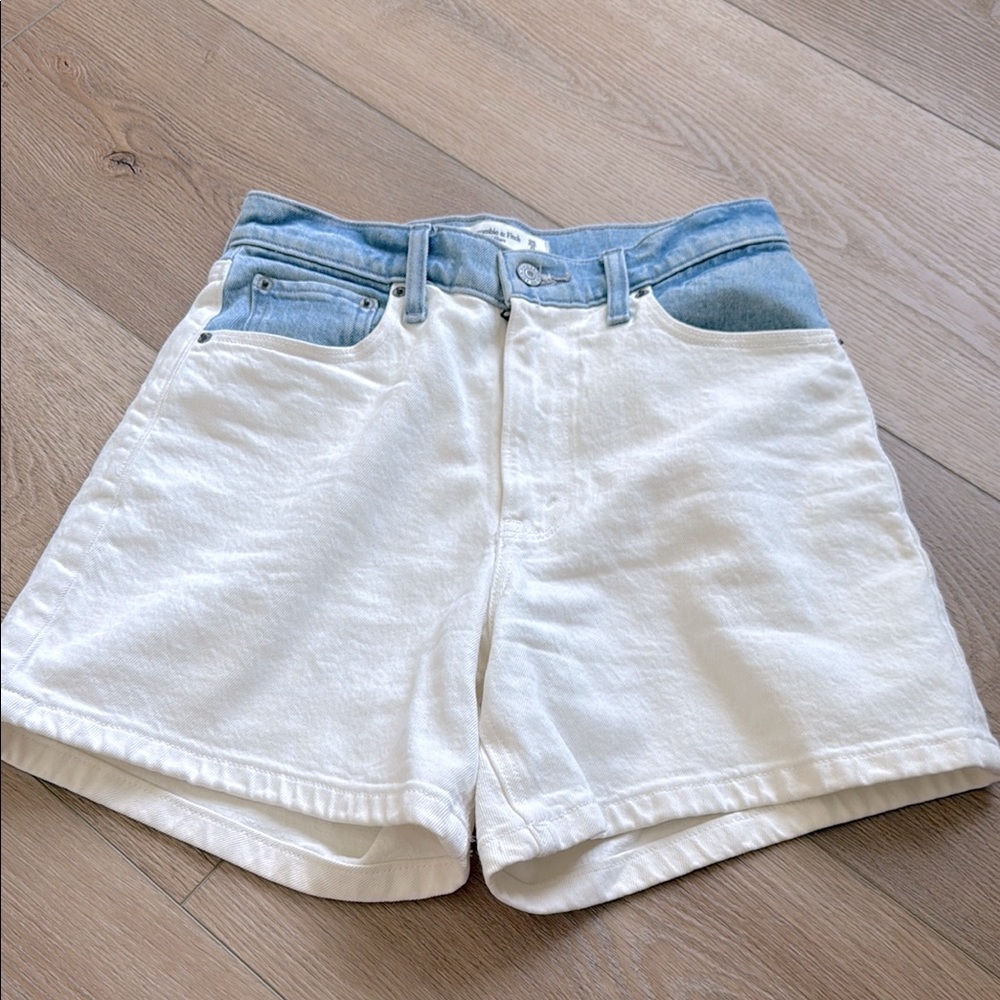 Abercrombie & Fitch off White/cream and Blue Jean Shorts